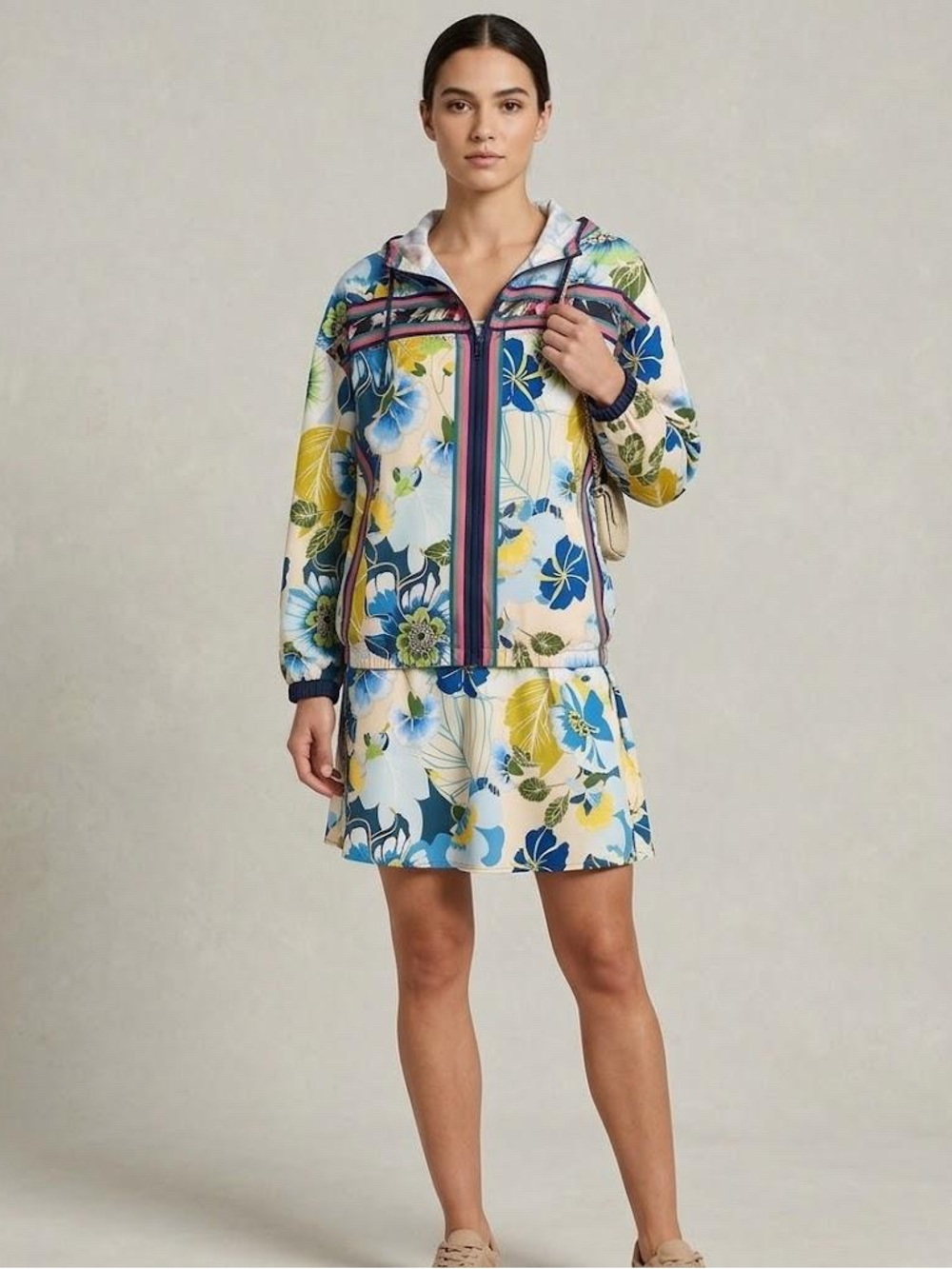 NWT Johnny Was Active Bright Floral Print Skort/ Jacket Set Sz L